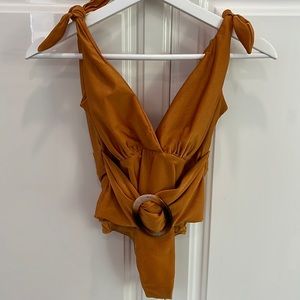 PatBO one piece belted swimsuit- size small